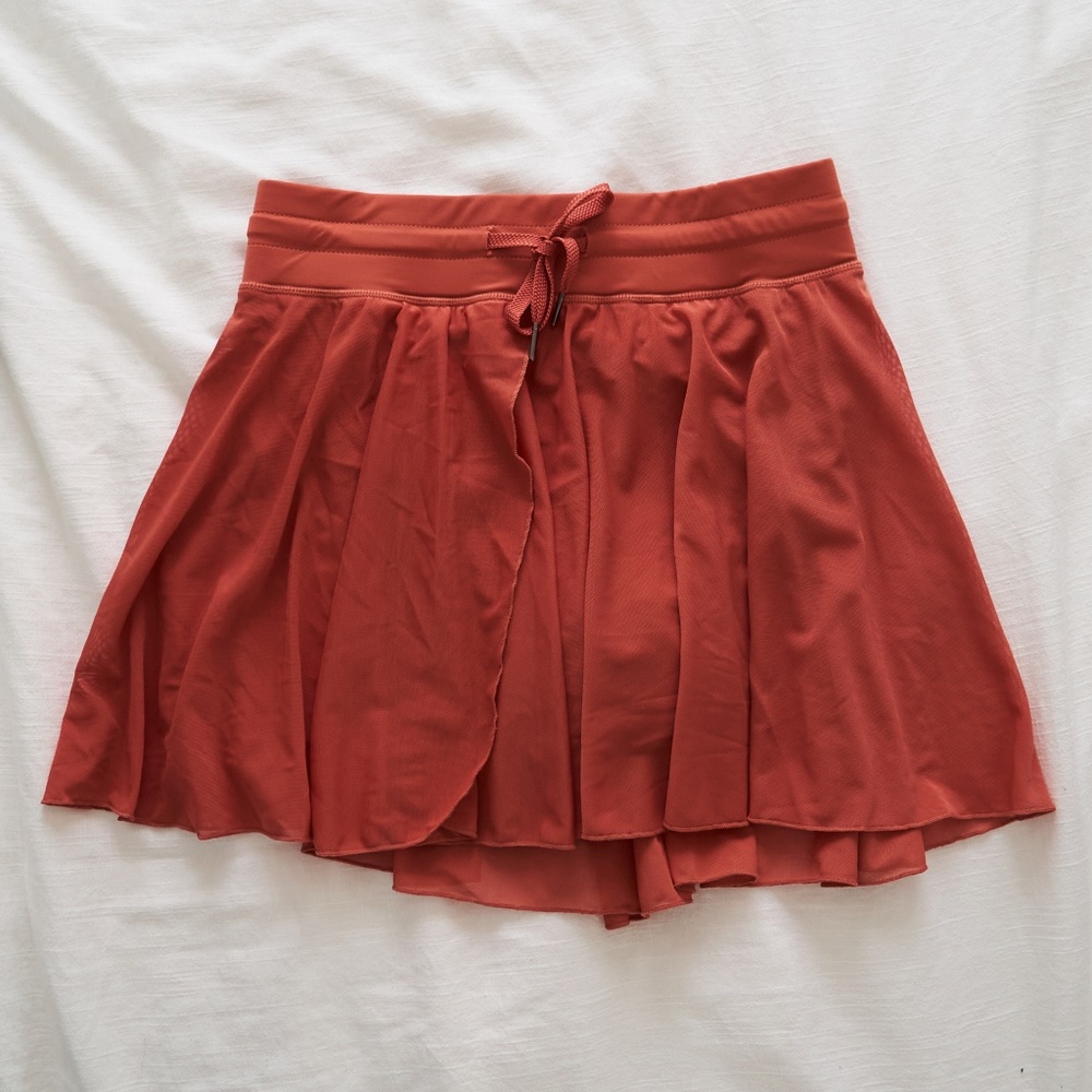 Halara Rust High Waisted Drawstring Contrast Mesh Skort Size M